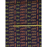 Adewale Stretch Cotton Satin Fabric - Navy, Orange, Green African Print, 58" Width (1 Yard)