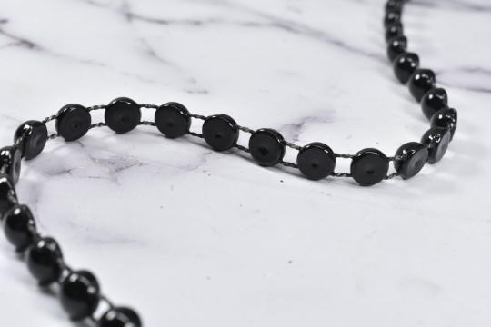 Pearl Applique Trim White Black 0.25in