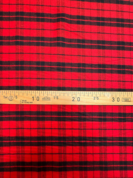 Cotton Flannel Checked Red Black