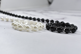 Pearl Applique Trim White Black 0.25in