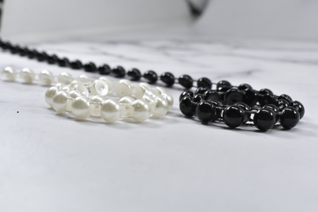 Pearl Applique Trim White Black 0.25in