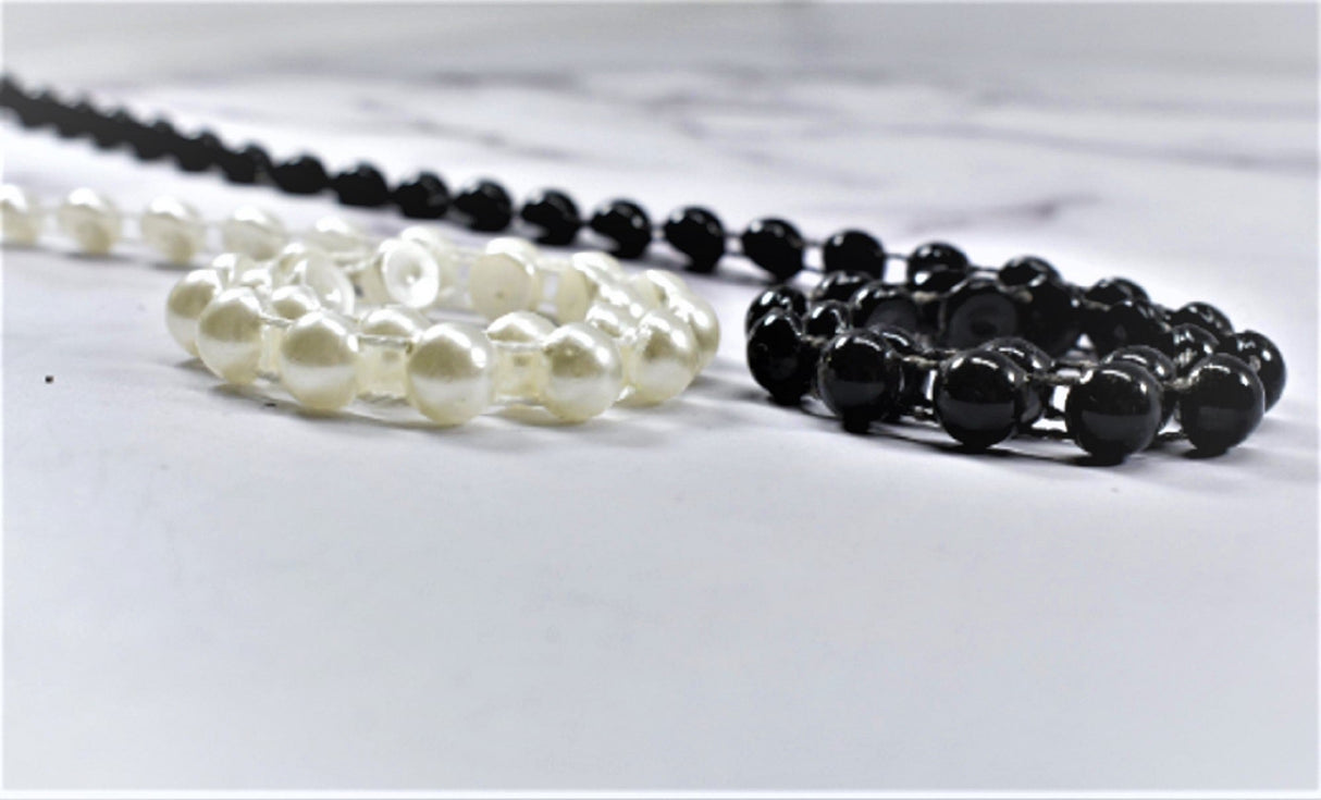 Pearl Applique Trim White Black 0.25in