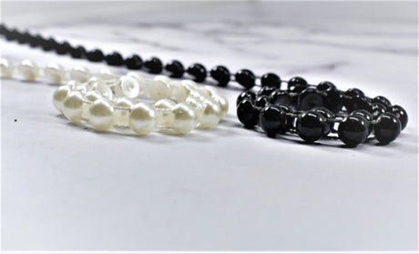 Pearl Applique Trim White Black 0.25in