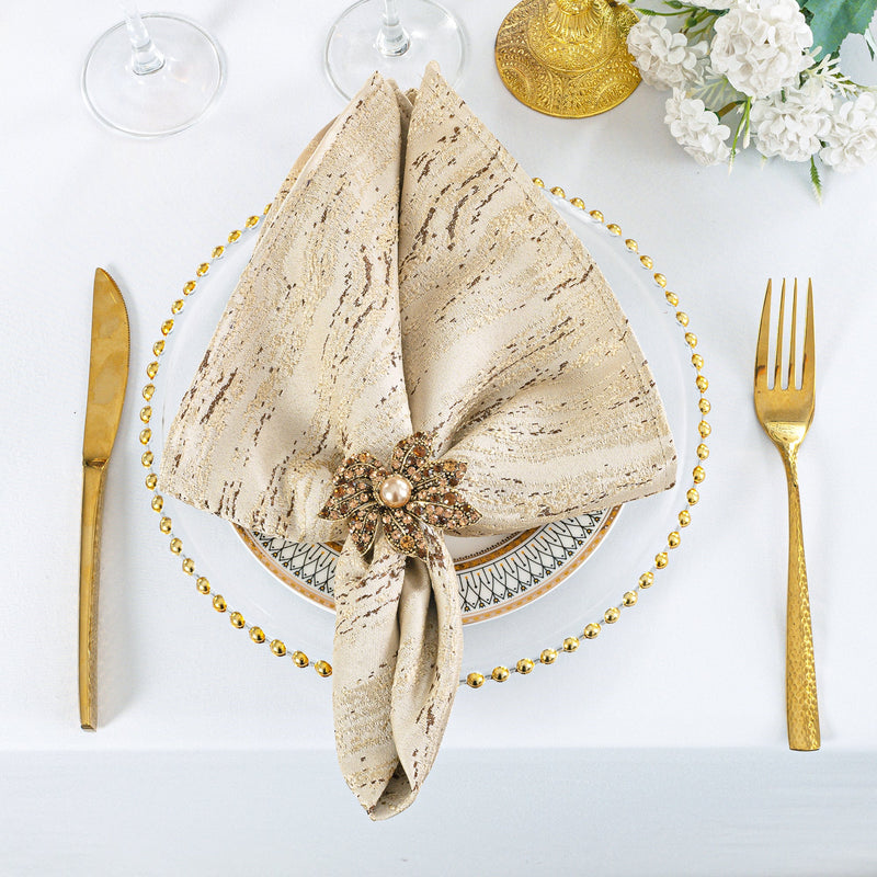 Jacquard Cloth Dinner Napkin 20x20 Champagne