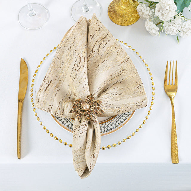 Jacquard Cloth Dinner Napkin 20x20 Champagne