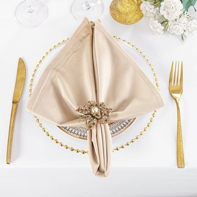 Velvet Dinner Napkins 20x20 Champagne