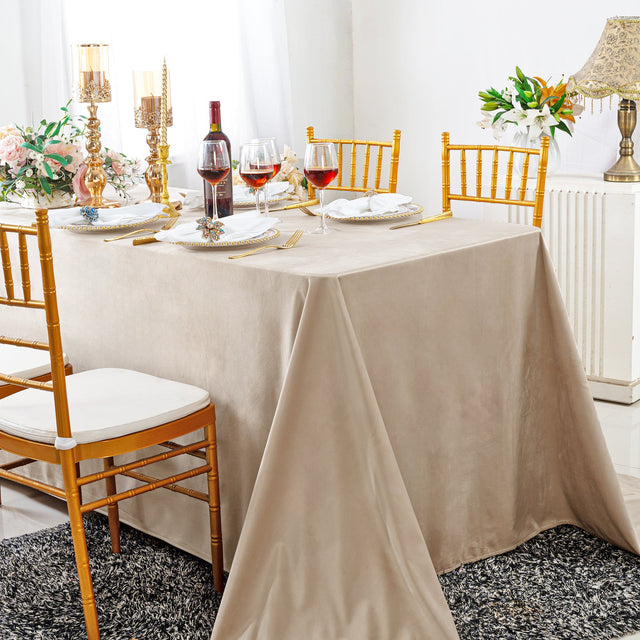 Rectangular Seamless Holland Velvet Tablecloth 90x132 Champagne