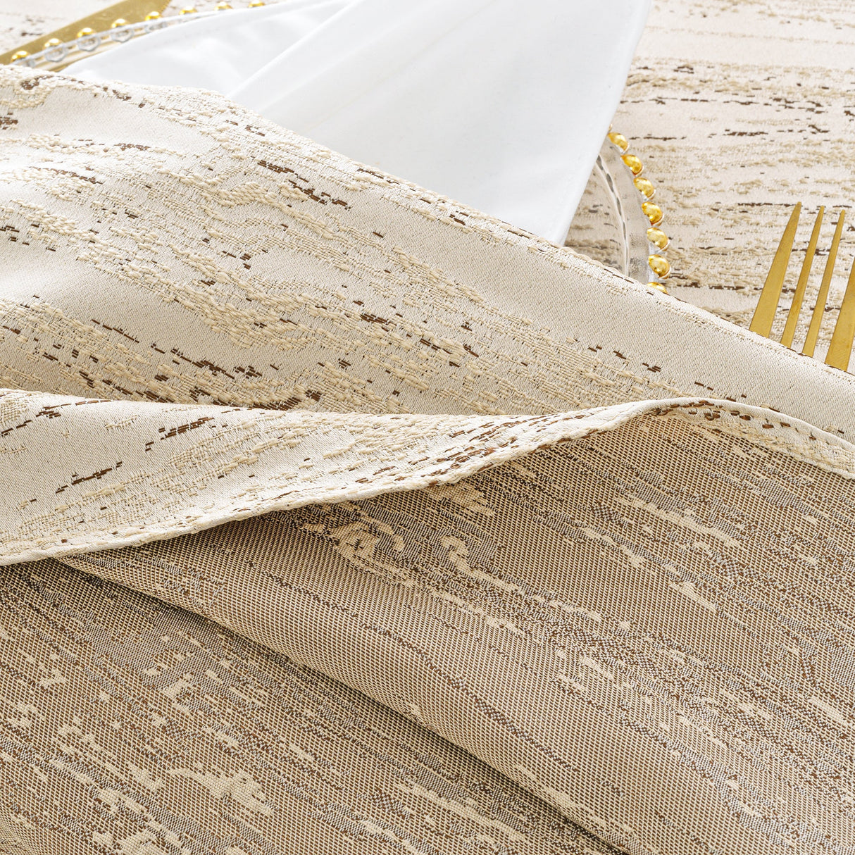 Jacquard Rectangular Tablecloth 90x156 Champagne