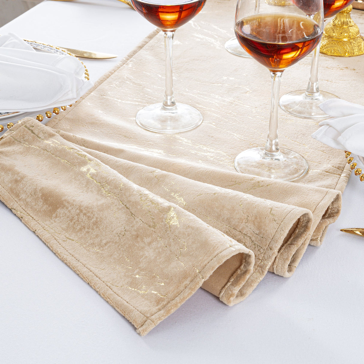 Velvet Table Runner 13x108 Champagne