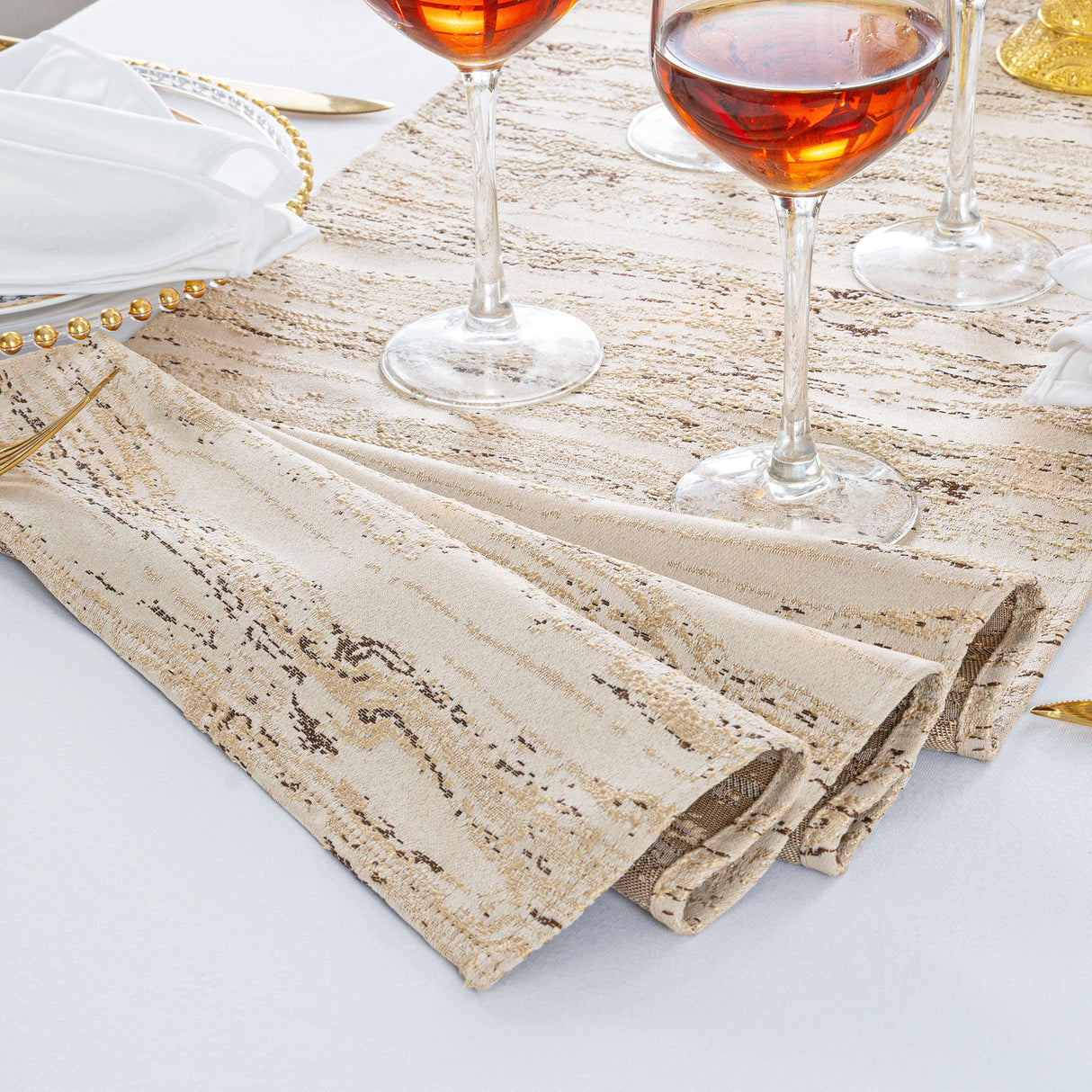 Jacquard Polyester Table Runner 13x108 Champagne