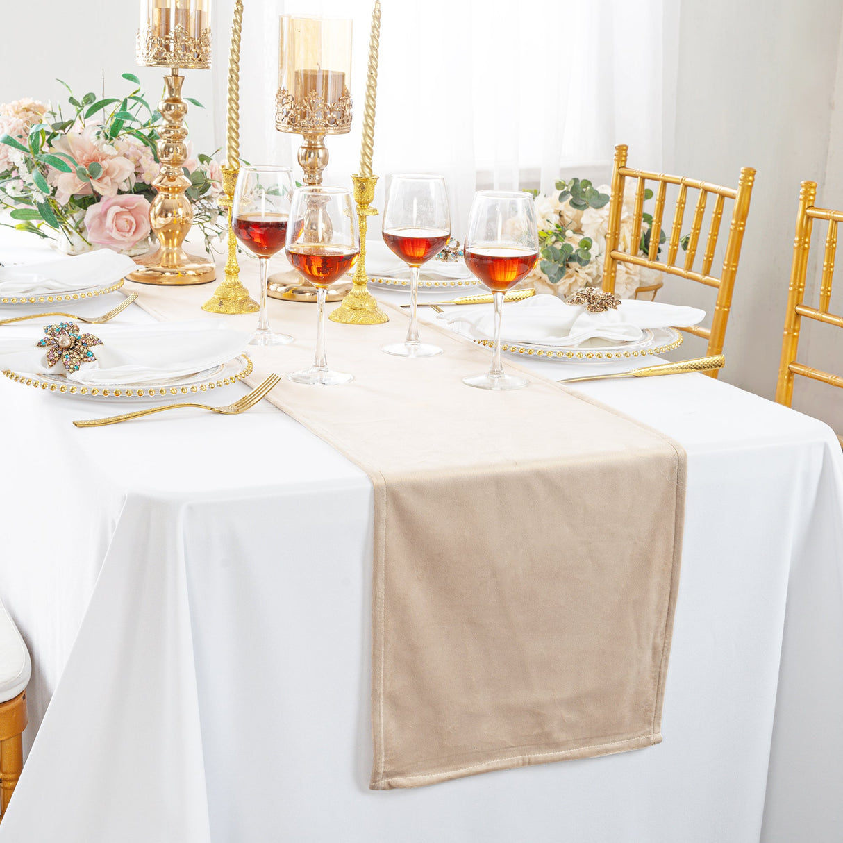 Velvet Table Runner 13x108 Champagne