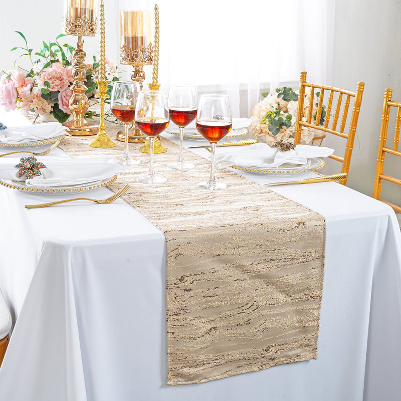 Jacquard Polyester Table Runner 13x108 Champagne