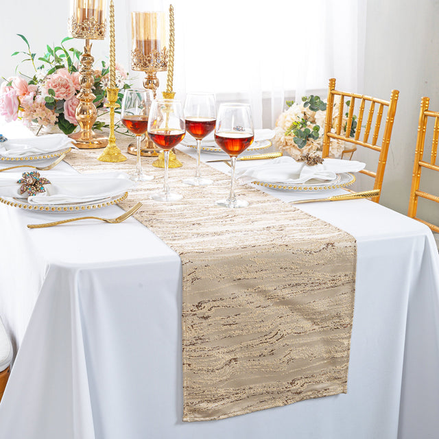 Jacquard Polyester Table Runner 13x108 Champagne