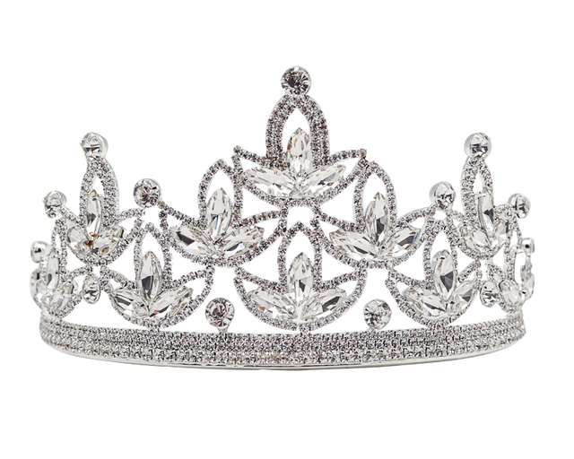 Silver Crystal Rhinestone Crown Tiara