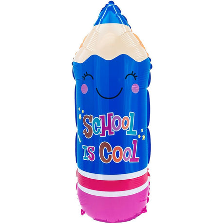 Foil Balloon Back to School Pencil Blue