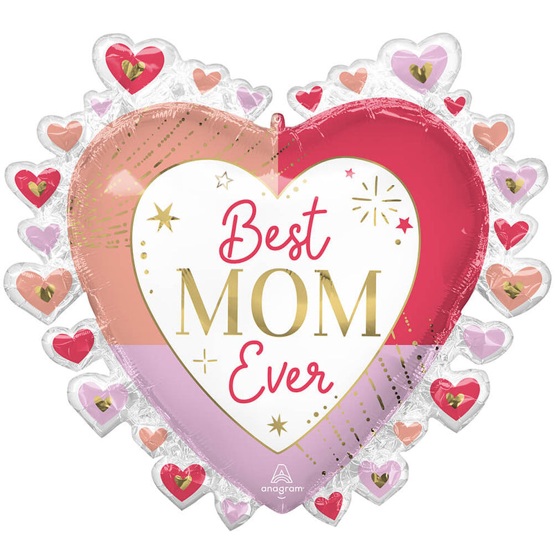 Foil Balloon Best Mom Ever Hearts 29 Inch