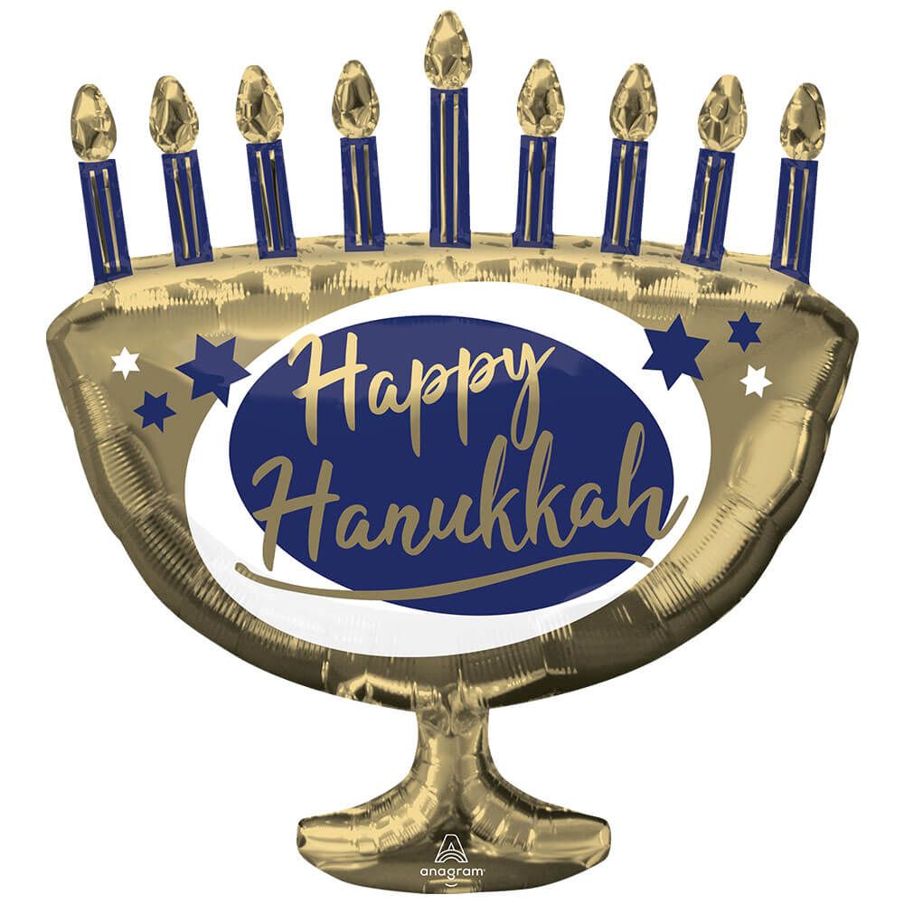 Menorah Foil Balloon 29 Inch Elegant Metals