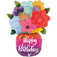 Foil Balloon Girls Happy Birthday Bright Flowers Vase
