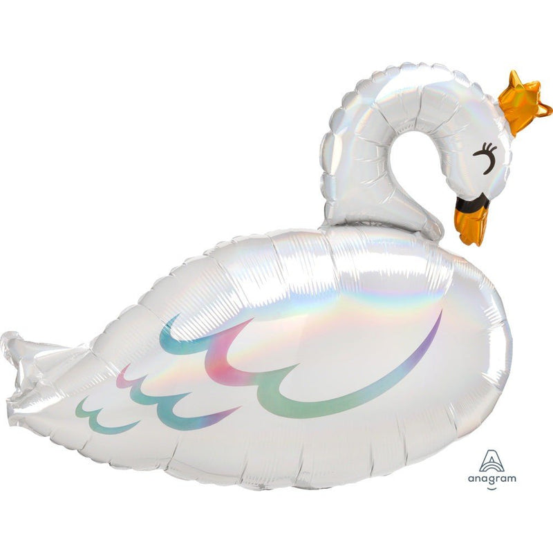 Foil Balloon Iridescent Swan