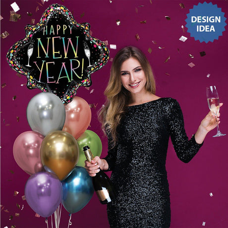 Foil Balloon New Year Party Confetti Frame