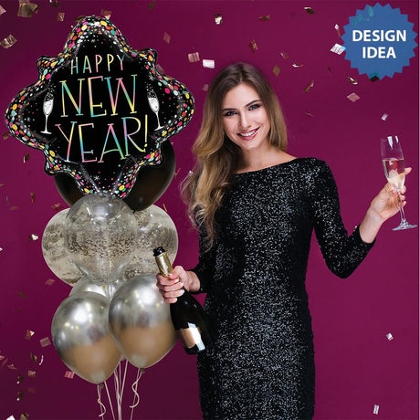 Foil Balloon New Year Party Confetti Frame