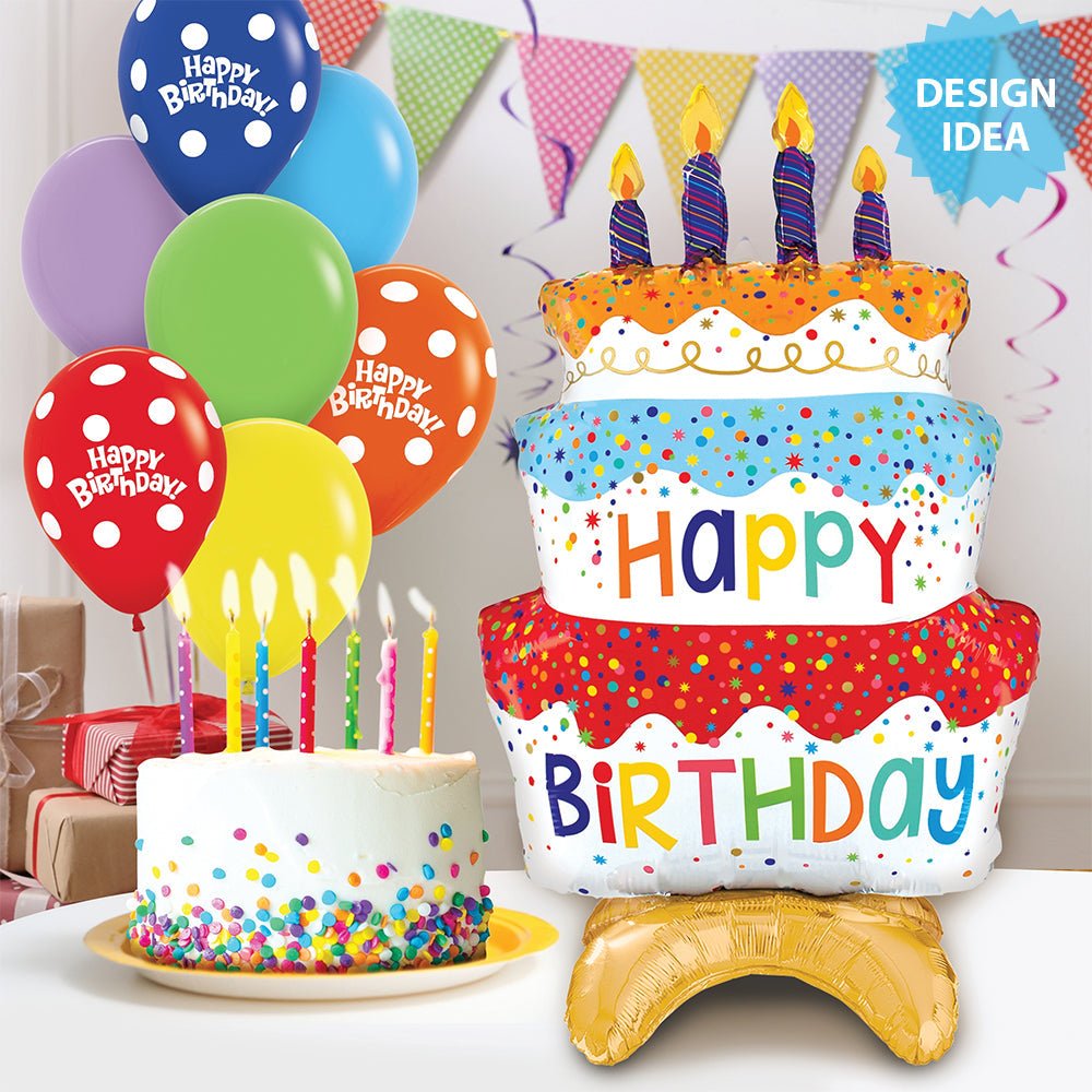 Birthday Cake Foil Balloon 29 Inch Standup