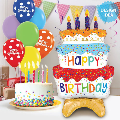 Birthday Cake Foil Balloon 29 Inch Standup