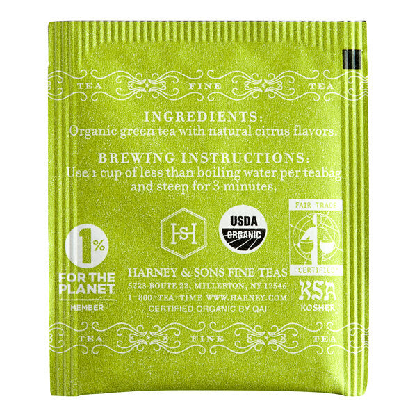 Harney & Sons Organic Citron Green Tea Bags - 300/Case