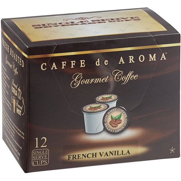 Caffe de Aroma French Vanilla Coffee Single Serve Cups - 72/Case
