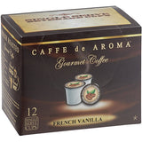 Caffe de Aroma French Vanilla Coffee Single Serve Cups - 72/Case