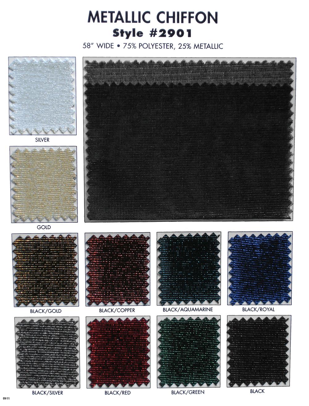 Metallic Chiffon Polyester Metallic Fabric - Black, 58" Wide (1 Yard)