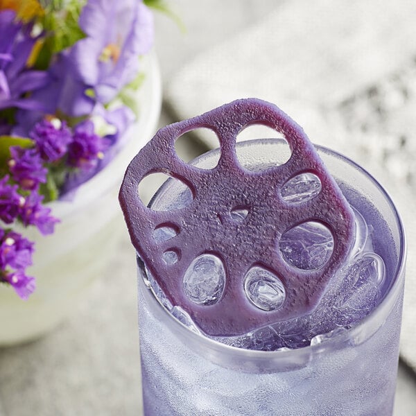 Wild Hibiscus 2.4 lb. Lotus Root in Butterfly Pea and Elderflower Syrup - 4/Case