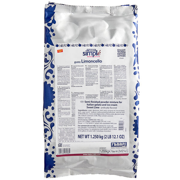 Fabbri 1.25 kg Limoncello Simple One-Step Soft Serve / Frozen Dessert Mix - 12/Case
