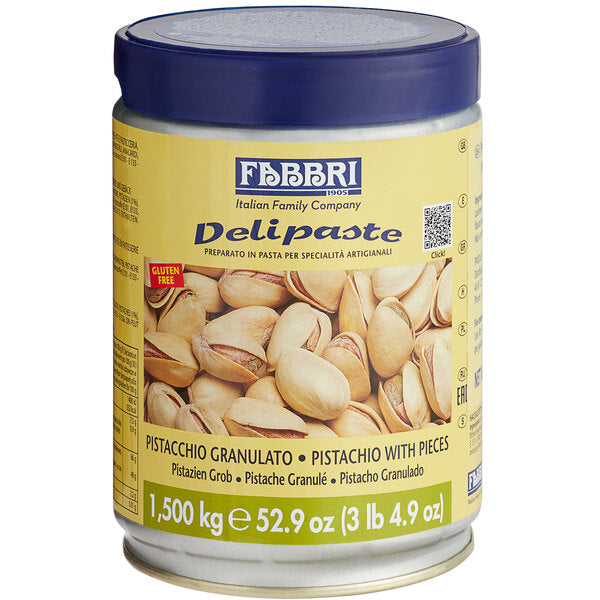 Fabbri Delipaste 1.5 kg Pistachio with Pieces Flavoring Paste - 8/Case