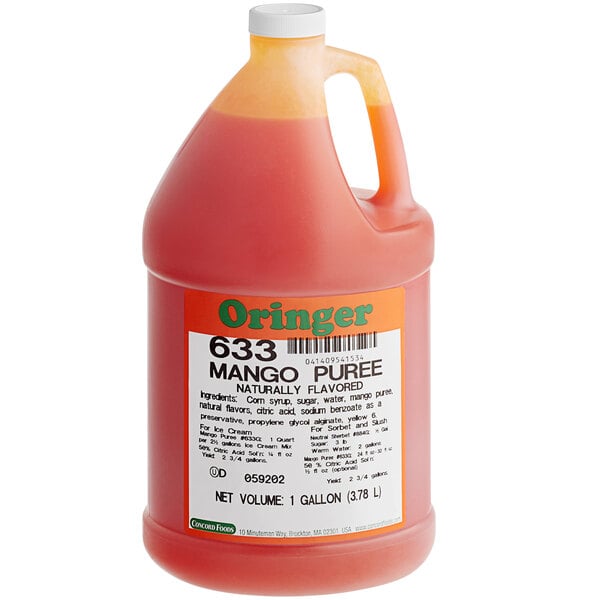 Oringer Mango Puree Hard Serve Ice Cream Base 1 Gallon - 4/Case