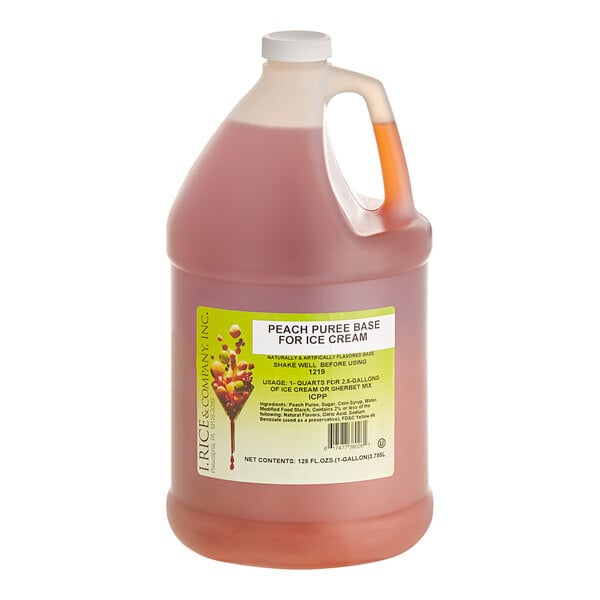 I. Rice Peach Hard Serve Ice Cream Puree 1 Gallon - 4/Case