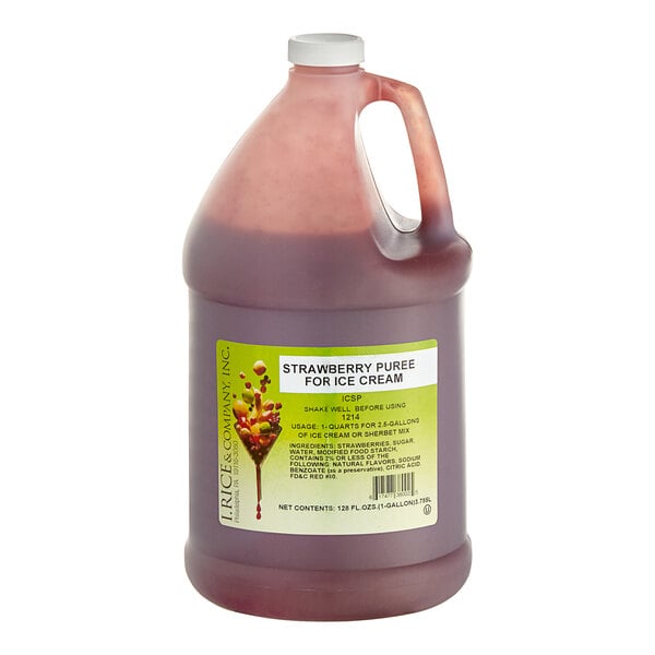 I. Rice Strawberry Hard Serve Ice Cream Puree 1 Gallon - 4/Case
