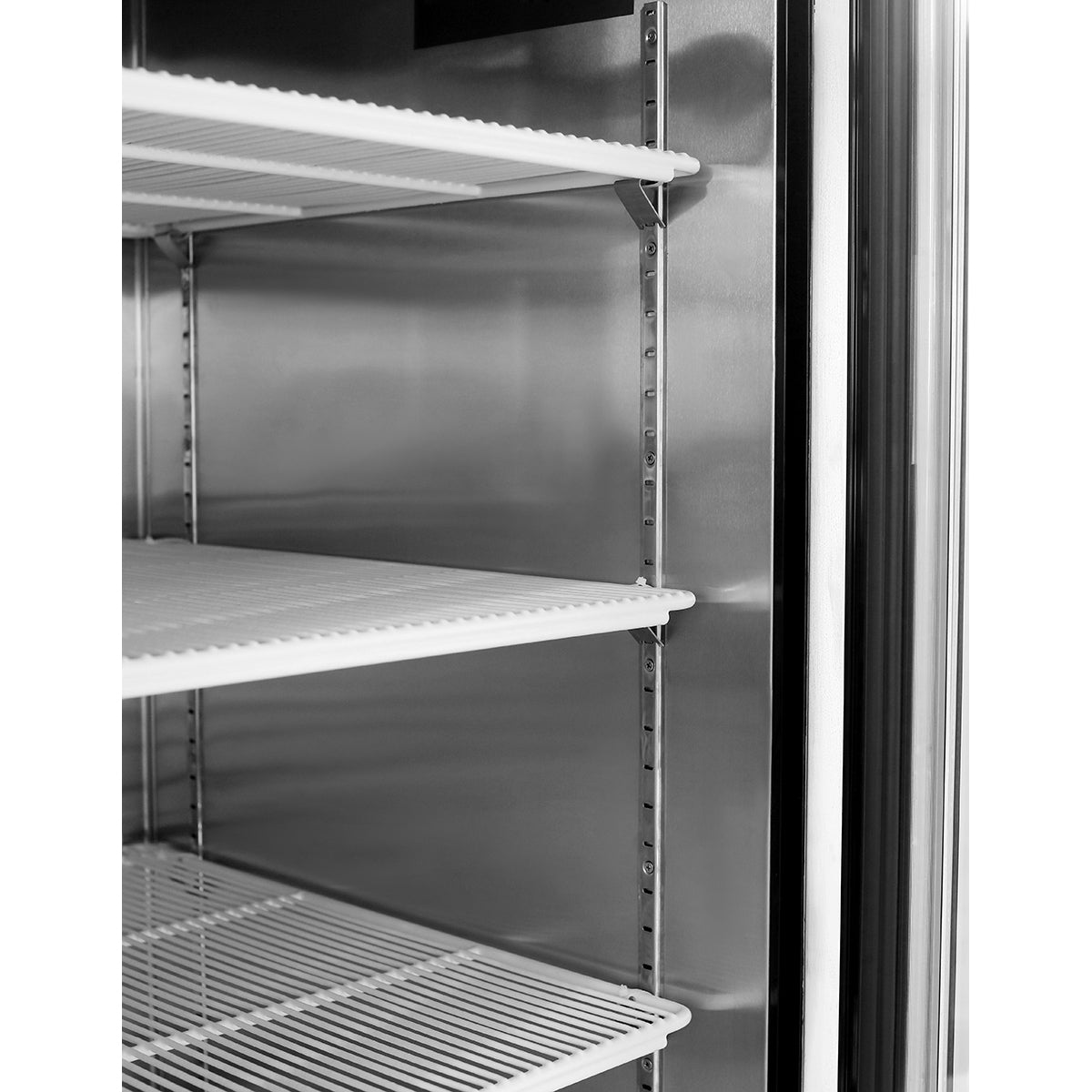 Atosa MCF8703GR 2-Section Bottom Mount Freezer Merchandiser 54.41"W x 31.5"D x 84.06"H w/2 Self-Closing Glass Doors w/Locks