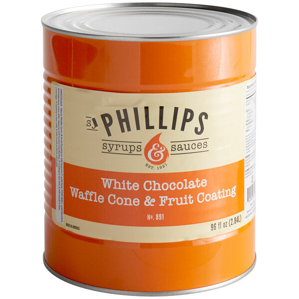 Phillips White Chocolate Ice Cream Cone Dip and Fruit Coating - #10 Can - 2/Case
