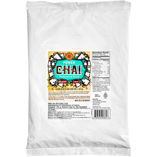 David Rio Power Chai® Tea Latte with Matcha Mix 3 lb. - 4/Case