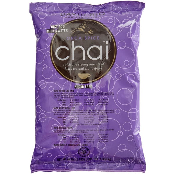 David Rio Orca Spice™ Sugar-Free Chai Tea Latte Mix 3 lb. - 4/Case