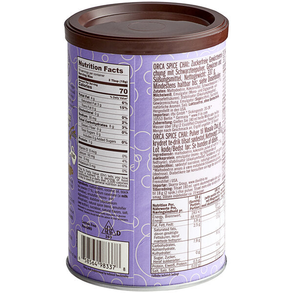 David Rio Orca Spice™ Sugar-Free Chai Tea Latte Mix 11.9 oz. - 6/Case