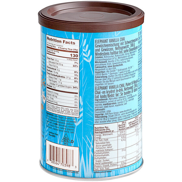 David Rio Elephant Vanilla Chai® Tea Latte Mix 14 oz. - 6/Case