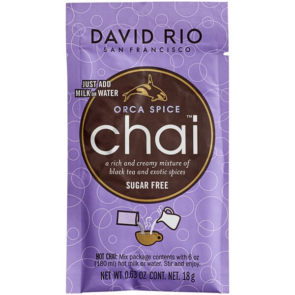 David Rio Orca Spice™ Sugar-Free Chai Tea Latte Single Serve Packets - 48/Case