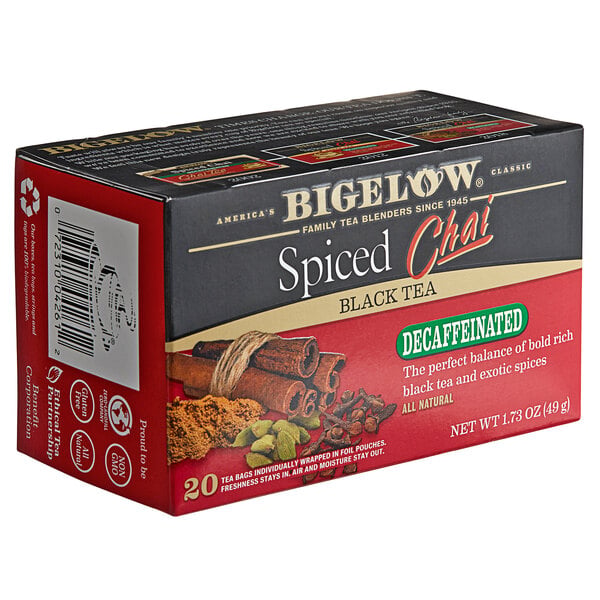 Bigelow Spiced Chai Decaffeinated Tea Bags - 120/Case