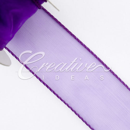 1 1/2" Wired Organza Ribbon - 10 Yards (Purple)