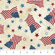 Cotton Print Stars And Stripes 14 Multi Flags And Star Beige Fabric 43/44"