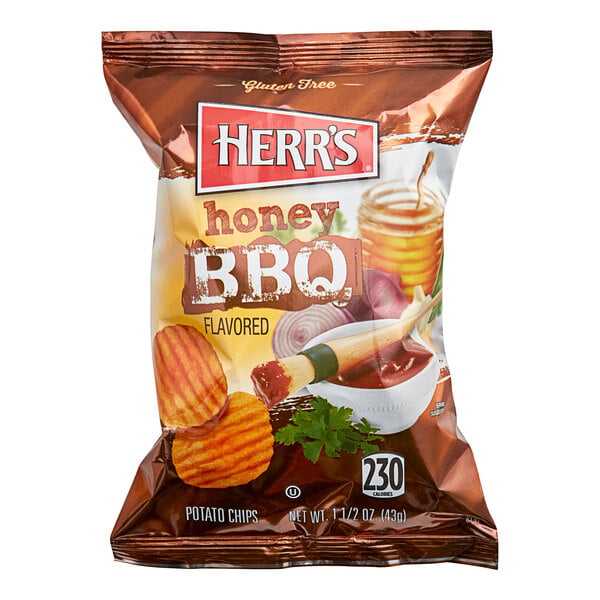 Herr's Honey BBQ Potato Chips 1.5 oz. - 60/Case