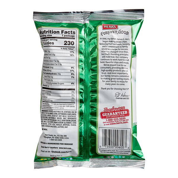 Herr's Sour Cream & Onion Potato Chips 1.5 oz. - 60/Case