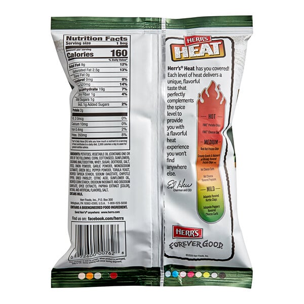 Herr's Jalapeno Potato Chips 1.125 oz. - 60/Case
